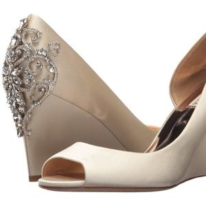 Badgley Mischka Meagan II Wedding Wedges Worn Once